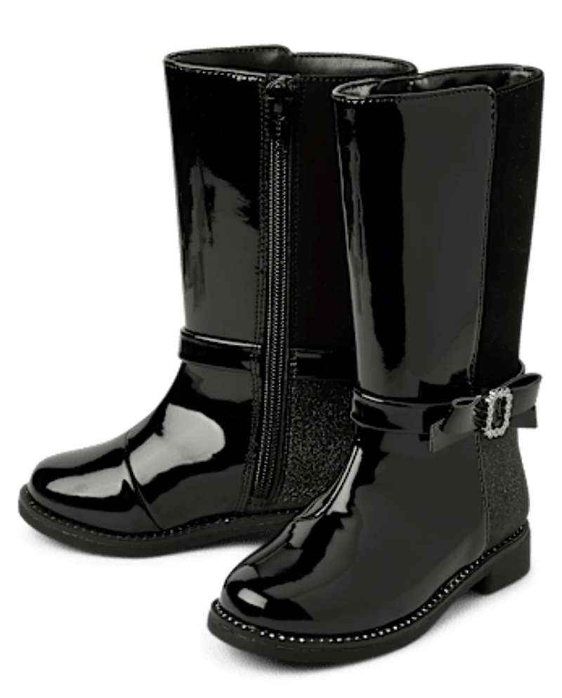 Toddler Girls Rhinestone Bow Boots