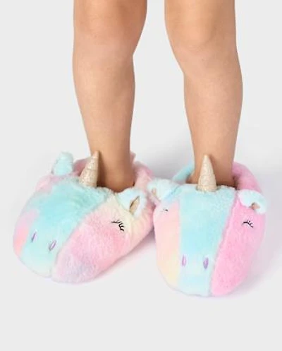 Toddler Girls Rainbow Unicorn Slippers