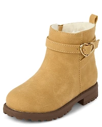 Toddler Girls Heart Buckle Booties