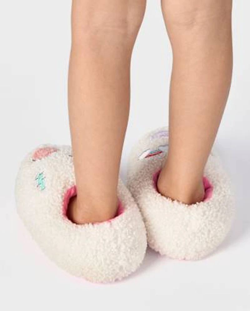 Toddler Girls Embroidered Icon Slippers