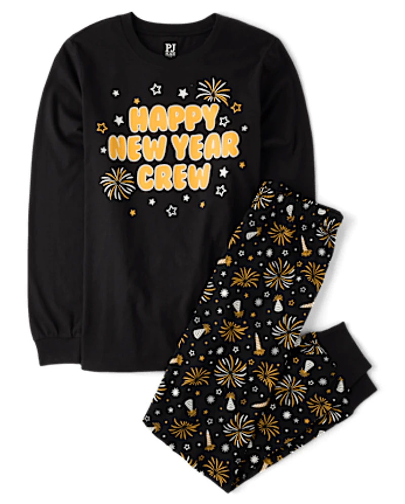 Pyjama familial assorti en coton pour adultes, motif Nouvel An