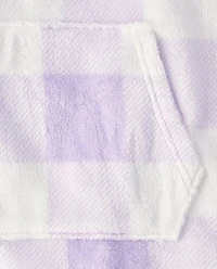 Girls Gingham Blanket Hoodie Pajamas - Cozy Fleece