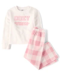 Girls Embroidered Cozy Club Fleece Pajamas