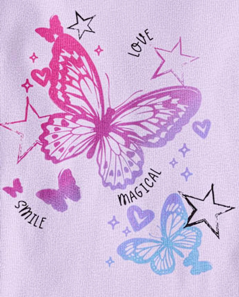 Pyjama ajusté en coton à motif papillon pour fille