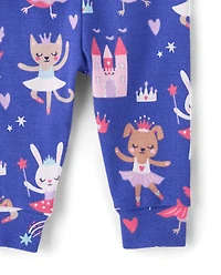 Baby And Toddler Girls Critter Ballerina Snug Fit Cotton Pajamas