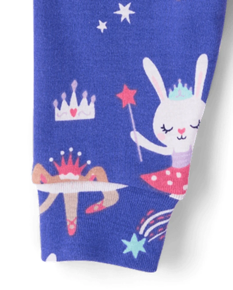 Baby And Toddler Girls Critter Ballerina Snug Fit Cotton Pajamas