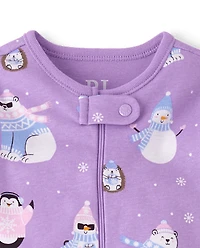 Baby And Toddler Girls Winter Critter Snug Fit Cotton Footed One Piece Pajamas