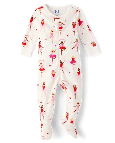 Baby And Toddler Girls Ballerina Snug Fit Cotton Footed One Piece Pajamas