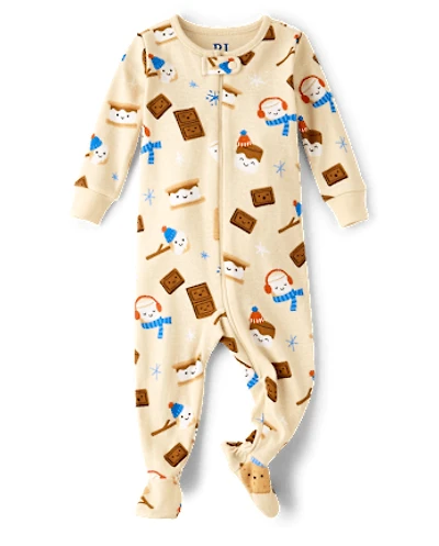 Baby And Toddler Boys Winter S'mores Snug Fit Cotton Footed One Piece Pajamas