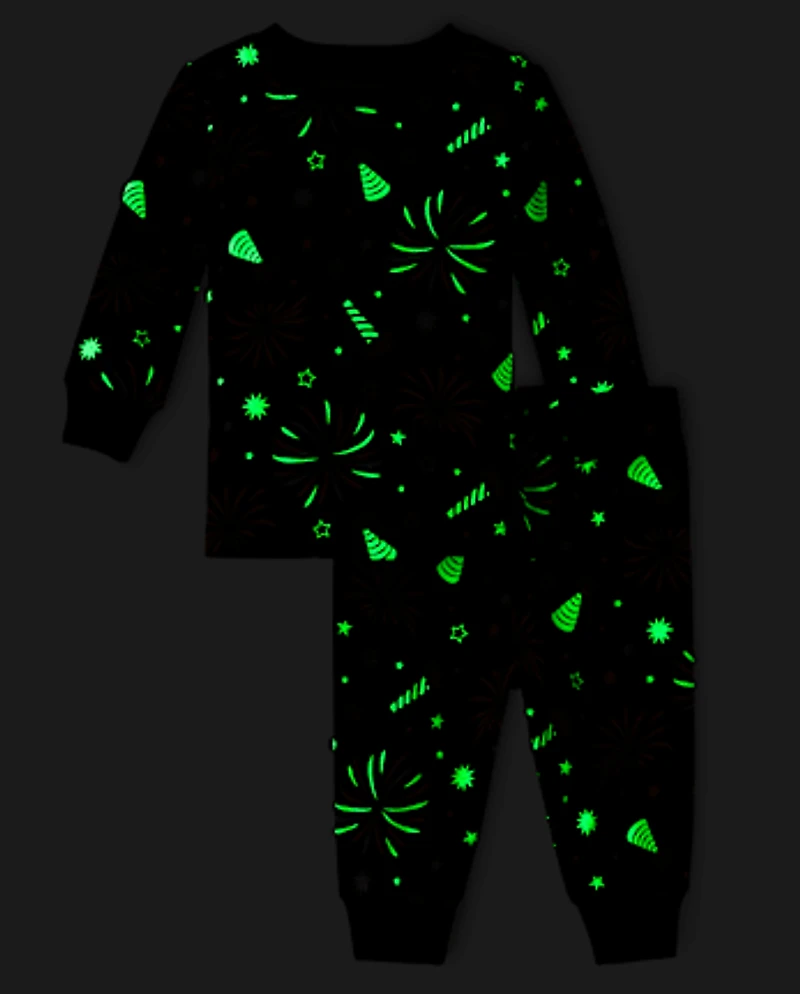 Baby And Toddler Matching Family Glow New Year Cotton Pajamas