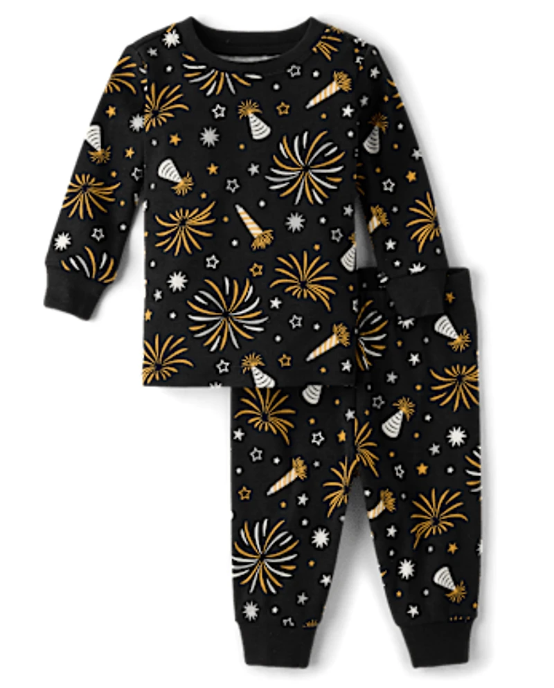 Baby And Toddler Matching Family Glow New Year Cotton Pajamas