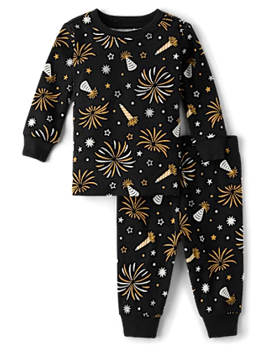 Baby And Toddler Matching Family Glow New Year Cotton Pajamas