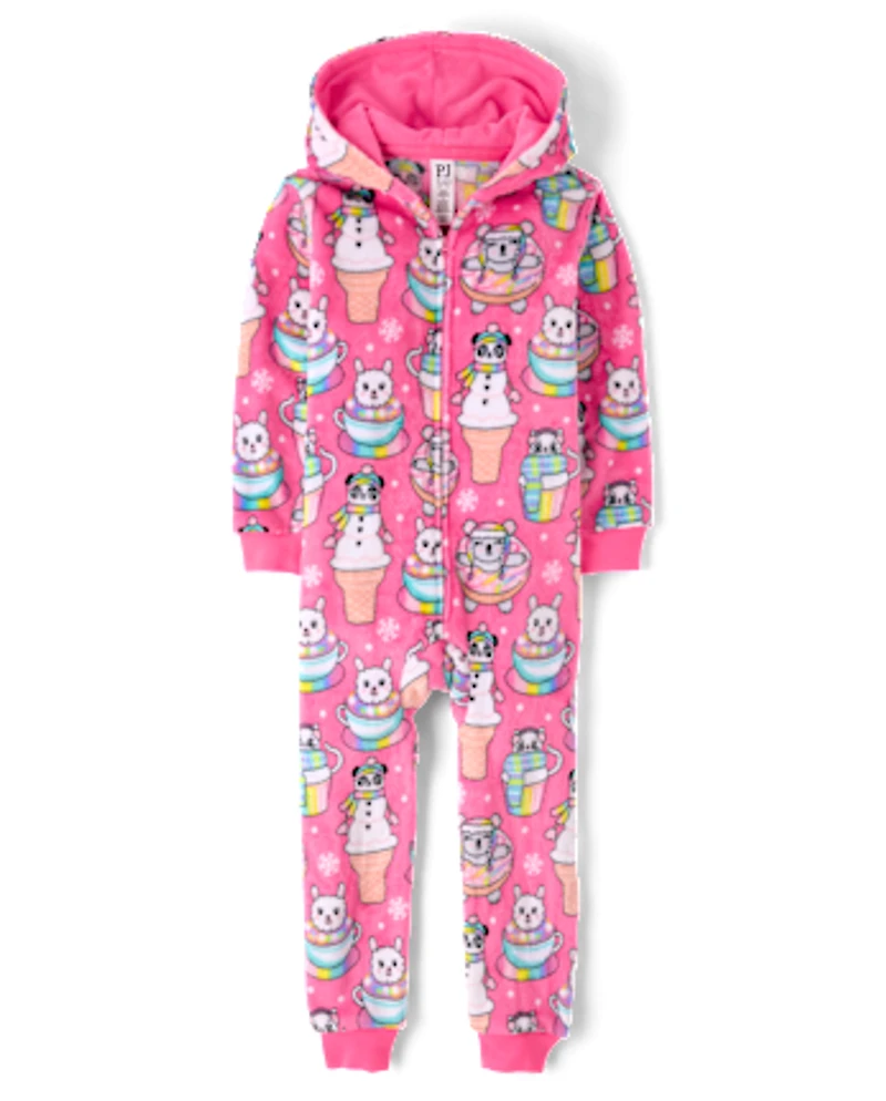 Girls Winter Dessert One Piece Pajamas - Cozy Fleece