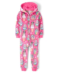 Girls Winter Dessert One Piece Pajamas - Cozy Fleece