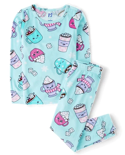 Girls Hot Cocoa Mug Velour Pajamas