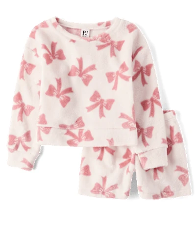 Girls Bow Pajamas - Cozy Fleece