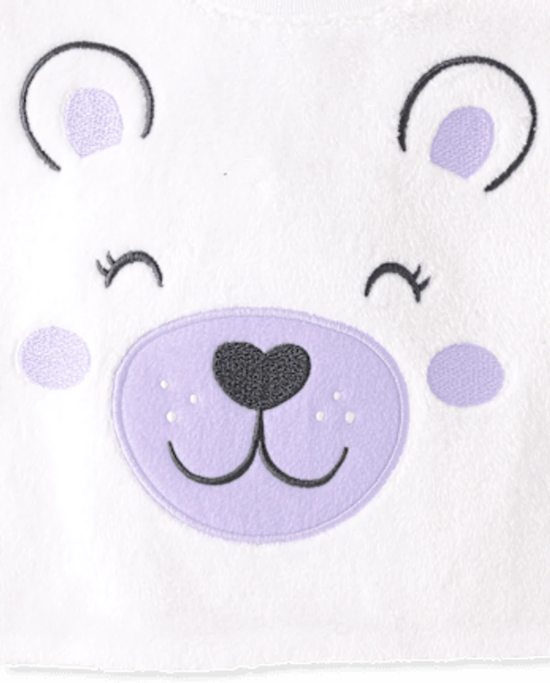 Baby And Toddler Girls Embroidered Polar Bear Pajamas - Cozy Fleece