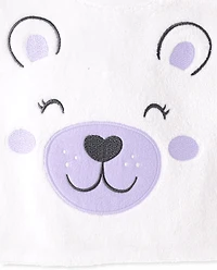 Baby And Toddler Girls Embroidered Polar Bear Pajamas - Cozy Fleece