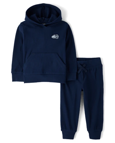 Baby And Toddler Embroidered Patch Sueded Rib 2-Piece Outfit Set