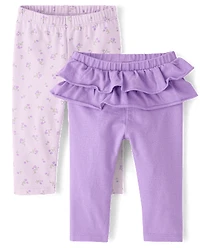 Baby Girls Floral Ruffle Leggings 2-Pack