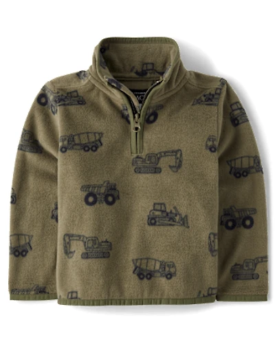 Toddler Boys Print Microfleece Half Zip Pullover