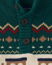Baby And Toddler Boys Train Fairisle Mock Neck Sweater