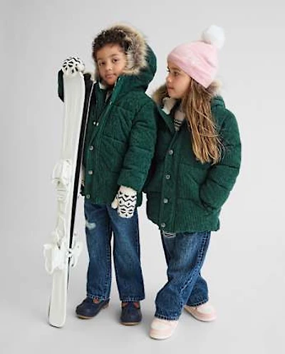 Baby And Toddler Embroidered Tree Corduroy Puffer Jacket