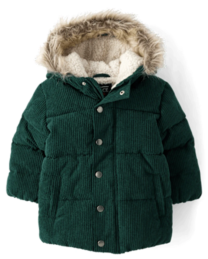 Baby And Toddler Embroidered Tree Corduroy Puffer Jacket