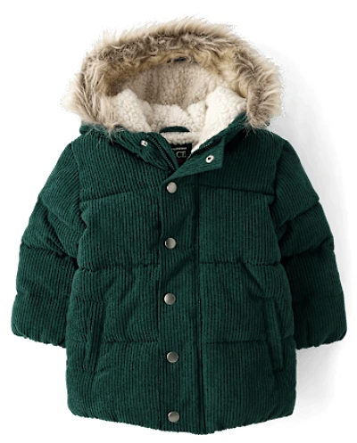 Baby And Toddler Embroidered Tree Corduroy Puffer Jacket