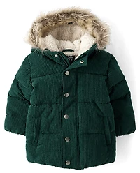 Baby And Toddler Embroidered Tree Corduroy Puffer Jacket