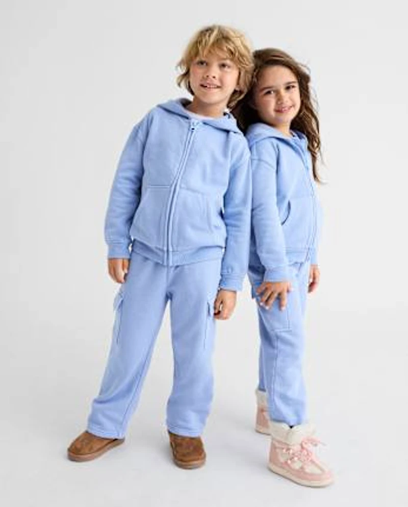 Baby And Toddler Garment Dyed Premium Fleece Cargo Lounge Pants