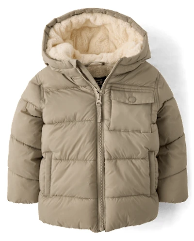 Baby And Toddler Hooded Faux Fur Lined Puffer Jacket
