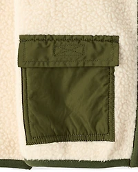 Baby And Toddler Contrast Sherpa Utility Zip Up Jacket