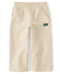 Baby And Toddler Boys Embroidered Premium Fleece Wide Leg Sweatpants