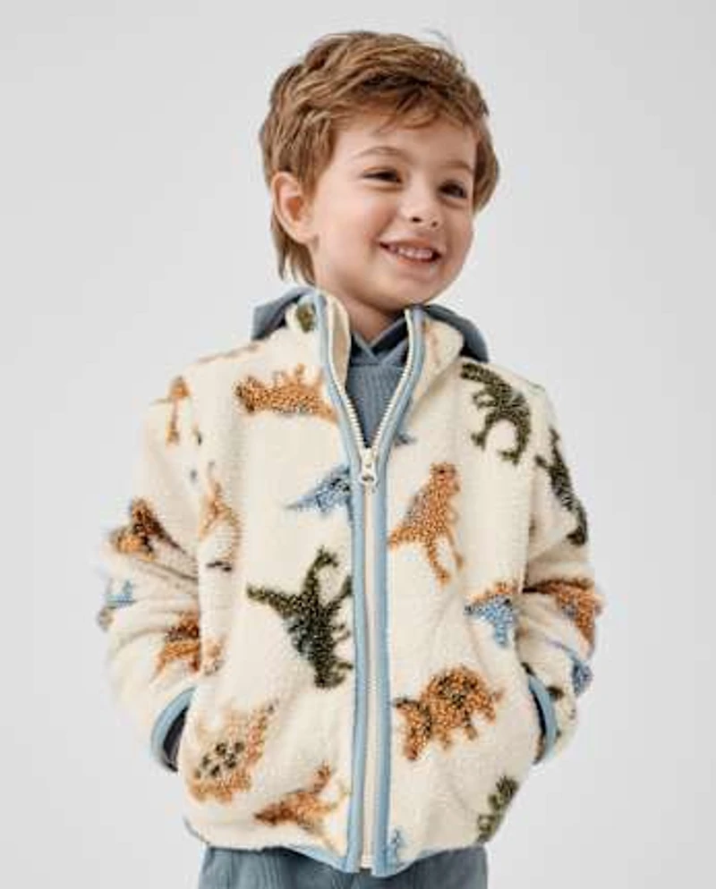 Baby And Toddler Boys Dino Sherpa Zip Up Jacket