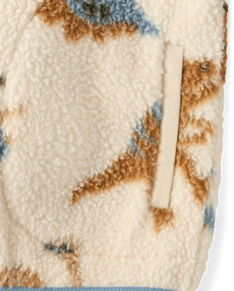 Baby And Toddler Boys Dino Sherpa Zip Up Jacket