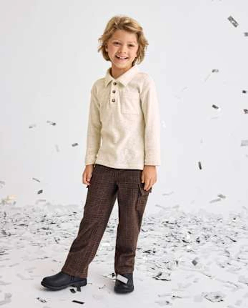 Baby And Toddler Boys Plaid Luxe Cozy Knit Baggy Cargo Pants