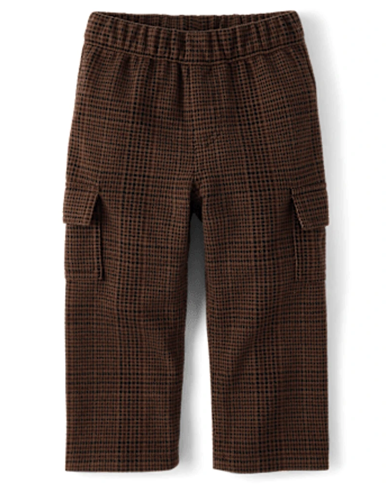 Baby And Toddler Boys Plaid Luxe Cozy Knit Baggy Cargo Pants