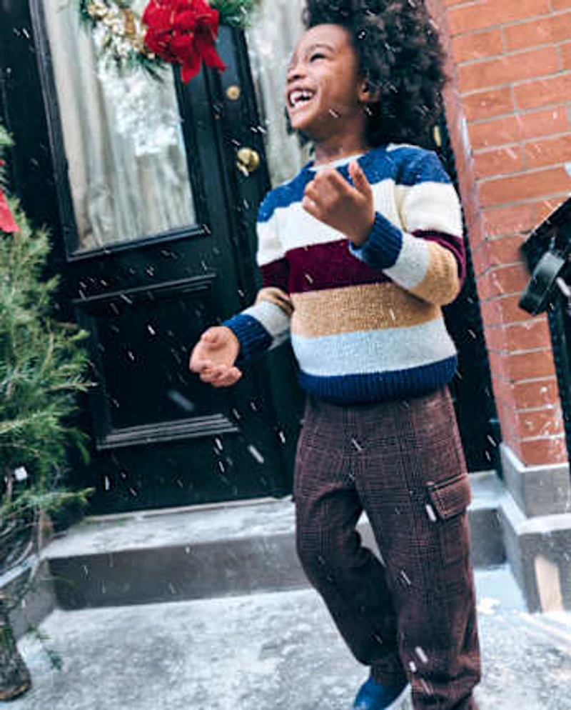 Baby And Toddler Boys Plaid Luxe Cozy Knit Baggy Cargo Pants