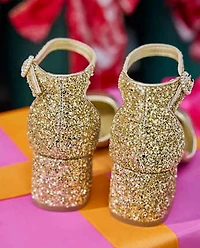 Girls Metallic Glitter Block Heels