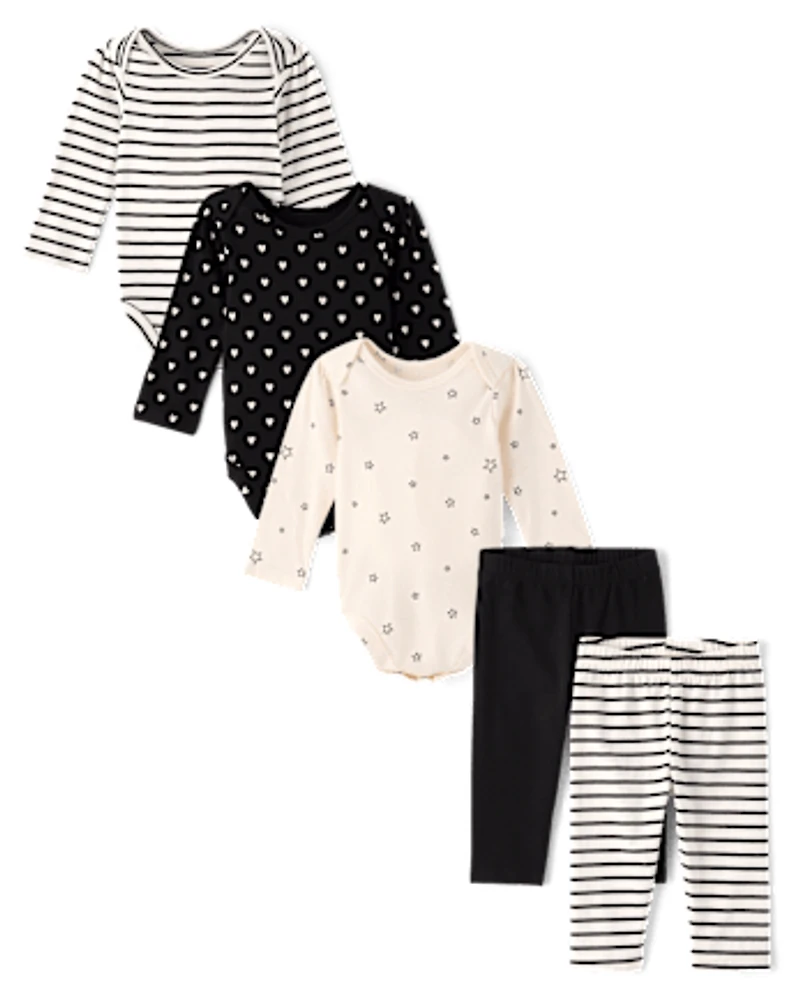Baby Girls Striped 5-Piece Playwear Set