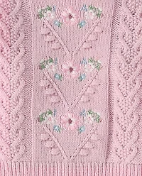 Baby Girls Embroidered Floral Cable Knit Sweater 2-Piece Playwear Ser