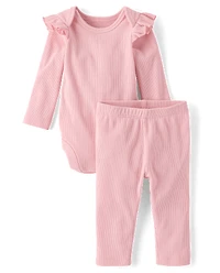 Ensemble de vêtements jeu 2 pièces en suède côtelé pour bébé fille