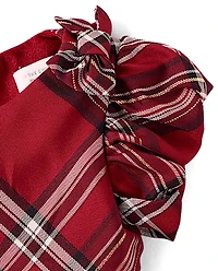 Baby Girls Matching Family Bow Plaid Satin Fit And Flare Dress