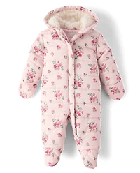 Baby Girls Floral Snowsuit