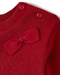 Robe pull à nœud pour bébé fille