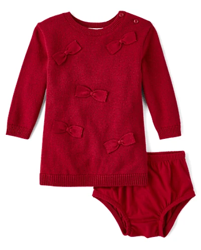 Robe pull à nœud pour bébé fille