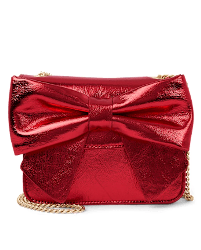 Sac à nœud surdimensionné métallisé pour fille