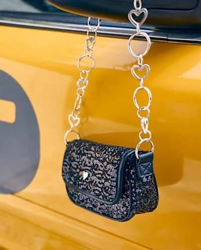 Sac à chaîne en forme de cœur à paillettes pour fille