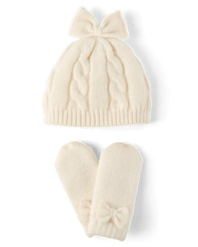 Ensemble 2 pièces en tricot torsadé avec nœud pour bébé fille, idéal temps froid